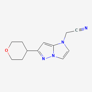 molecular formula C12H14N4O B1479864 2-(6-(tetrahydro-2H-pyran-4-yl)-1H-imidazo[1,2-b]pyrazol-1-yl)acetonitrile CAS No. 2098054-61-4