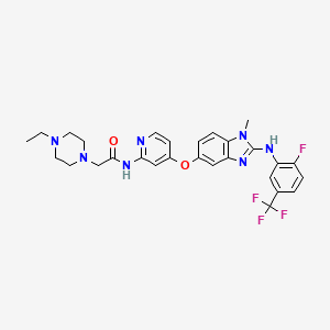 molecular formula C28H29F4N7O2 B14798640 1-Piperazineacetamide, 4-ethyl-N-[4-[[2-[[2-fluoro-5-(trifluoromethyl)phenyl]amino]-1-methyl-1H-benzimidazol-5-yl]oxy]-2-pyridinyl]- 