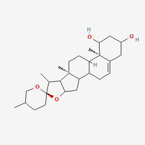 molecular formula C27H42O4 B14798747 (6R,9S,13R)-5',7,9,13-tetramethylspiro[5-oxapentacyclo[10.8.0.02,9.04,8.013,18]icos-18-ene-6,2'-oxane]-14,16-diol 