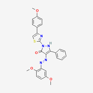 (4Z)-4-[2-(2,5-dimethoxyphenyl)hydrazinylidene]-2-[4-(4-methoxyphenyl)-1,3-thiazol-2-yl]-5-phenyl-2,4-dihydro-3H-pyrazol-3-one