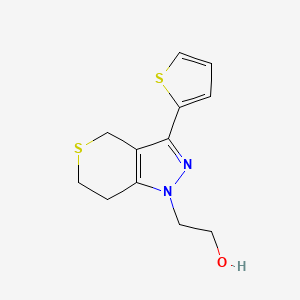 molecular formula C12H14N2OS2 B1479875 2-(3-(thiophen-2-yl)-6,7-dihydrothiopyrano[4,3-c]pyrazol-1(4H)-yl)ethan-1-ol CAS No. 2098051-32-0