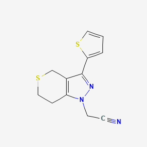 molecular formula C12H11N3S2 B1479876 2-(3-(thiophen-2-yl)-6,7-dihydrothiopyrano[4,3-c]pyrazol-1(4H)-yl)acetonitrile CAS No. 2098140-80-6