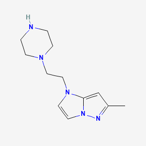 molecular formula C12H19N5 B1479886 6-methyl-1-(2-(piperazin-1-yl)ethyl)-1H-imidazo[1,2-b]pyrazole CAS No. 2097945-56-5