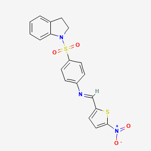 4-(2,3-dihydro-1H-indol-1-ylsulfonyl)-N-[(E)-(5-nitrothiophen-2-yl)methylidene]aniline