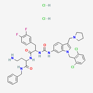 4-amino-N-benzyl-2-[[2-[[1-[(2,6-dichlorophenyl)methyl]-3-(pyrrolidin-1-ylmethyl)indol-6-yl]carbamoylamino]-3-(3,4-difluorophenyl)propanoyl]amino]butanamide;dihydrochloride