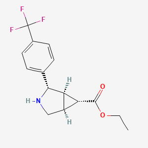 molecular formula C15H16F3NO2 B14799171 (1R,2S,5S,6R)-Ethyl 2-(4-(trifluoromethyl)phenyl)-3-azabicyclo[3.1.0]hexane-6-carboxylate 