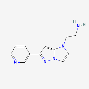 molecular formula C12H13N5 B1479933 2-(6-(pyridin-3-yl)-1H-imidazo[1,2-b]pyrazol-1-yl)ethan-1-amine CAS No. 2097950-38-2