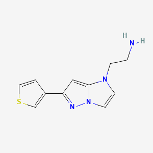 molecular formula C11H12N4S B1479935 2-(6-(thiophen-3-yl)-1H-imidazo[1,2-b]pyrazol-1-yl)ethan-1-amine CAS No. 2097950-69-9