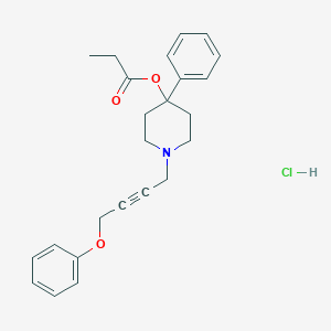 molecular formula C24H28ClNO3 B147995 4-Piperidinol, 1-(4-phenoxy-2-butynyl)-4-phenyl-, propanoate (ester), hydrochloride CAS No. 128864-80-2
