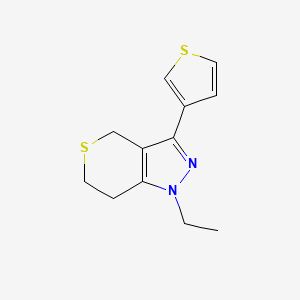 molecular formula C12H14N2S2 B1479952 1-Ethyl-3-(thiophen-3-yl)-1,4,6,7-tetrahydrothiopyrano[4,3-c]pyrazole CAS No. 2098137-61-0