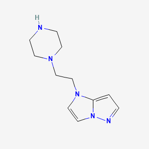 molecular formula C11H17N5 B1479970 1-(2-(piperazin-1-yl)ethyl)-1H-imidazo[1,2-b]pyrazole CAS No. 2097945-42-9