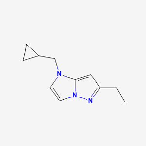 molecular formula C11H15N3 B1479971 1-(环丙基甲基)-6-乙基-1H-咪唑并[1,2-b]吡唑 CAS No. 2098052-39-0