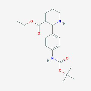 3-Piperidinecarboxylic acid, 2-[4-[[(1,1-dimethylethoxy)carbonyl]amino]phenyl]-, ethyl ester, (2R,3S)-