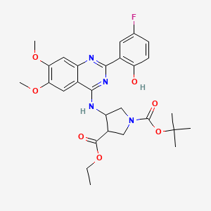 molecular formula C28H33FN4O7 B14799718 1-O-tert-butyl 3-O-ethyl 4-[[2-(5-fluoro-2-hydroxyphenyl)-6,7-dimethoxyquinazolin-4-yl]amino]pyrrolidine-1,3-dicarboxylate 