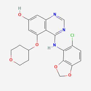 4-((5-Chlorobenzo[d][1,3]dioxol-4-yl)amino)-5-((tetrahydro-2H-pyran-4-yl)oxy)quinazolin-7-ol