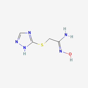 molecular formula C4H7N5OS B14799734 2-((1H-1,2,4-Triazol-5-yl)thio)-N-hydroxyacetimidamide 