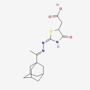 molecular formula C17H23N3O3S B14799739 ((2E)-2-{(2E)-[1-(1-adamantyl)ethylidene]hydrazono}-4-oxo-1,3-thiazolidin-5-yl)acetic acid 