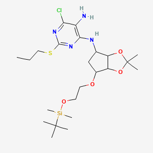 4-N-[4-[2-[tert-butyl(dimethyl)silyl]oxyethoxy]-2,2-dimethyl-4,5,6,6a-tetrahydro-3aH-cyclopenta[d][1,3]dioxol-6-yl]-6-chloro-2-propylsulfanylpyrimidine-4,5-diamine