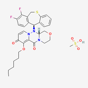 (R)-12-((S)-7,8-Difluoro-6,11-dihydrodibenzo[b,e]thiepin-11-yl)-7-(hexyloxy)-3,4,12,12a-tetrahydro-1H-[1,4]oxazino[3,4-c]pyrido[2,1-f][1,2,4]triazine-6,8-dione methanesulfonate