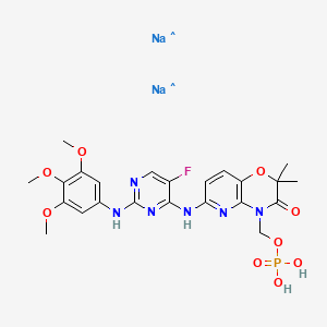 Disodium (6-(5-fluoro-2-(3,4,5-trimethoxyphenylamino)pyrimidin-4-ylamino)-2,2-dimethyl-3-oxo-2H-pyrido[3,2-b][1,4]oxazin-4(3H)-yl)methyl dihydrogen phosphate