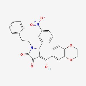 4-(2,3-dihydrobenzo[b][1,4]dioxine-6-carbonyl)-3-hydroxy-5-(3-nitrophenyl)-1-phenethyl-1H-pyrrol-2(5H)-one