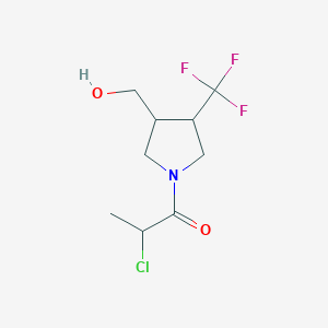molecular formula C9H13ClF3NO2 B1480040 2-Chloro-1-(3-(hydroxymethyl)-4-(trifluoromethyl)pyrrolidin-1-yl)propan-1-one CAS No. 2098092-85-2