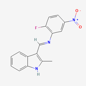 2-fluoro-N-[(E)-(2-methyl-1H-indol-3-yl)methylidene]-5-nitroaniline