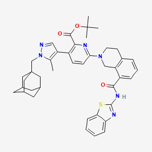 2-Pyridinecarboxylic acid, 6-[8-[(2-benzothiazolylamino)carbonyl]-3,4-dihydro-2(1H)-isoquinolinyl]-3-[5-methyl-1-(tricyclo[3.3.1.13,7]dec-1-ylmethyl)-1H-pyrazol-4-yl]-, 1,1-dimethylethyl ester