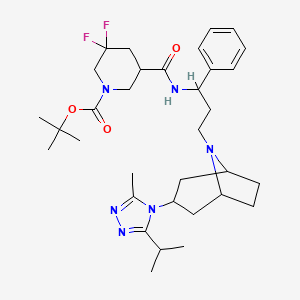 Tert-butyl 3,3-difluoro-5-[[3-[3-(3-methyl-5-propan-2-yl-1,2,4-triazol-4-yl)-8-azabicyclo[3.2.1]octan-8-yl]-1-phenylpropyl]carbamoyl]piperidine-1-carboxylate