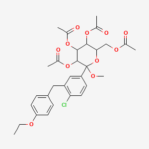 [3,4,5-Triacetyloxy-6-[4-chloro-3-[(4-ethoxyphenyl)methyl]phenyl]-6-methoxyoxan-2-yl]methyl acetate