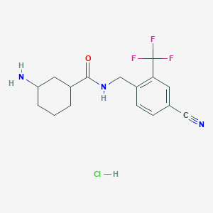 (1R,3S)-3-amino-N-[[4-cyano-2-(trifluoromethyl)phenyl]methyl]cyclohexanecarboxamide;hydrochloride