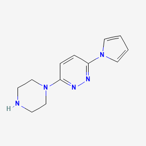 molecular formula C12H15N5 B1480205 3-(piperazin-1-yl)-6-(1H-pyrrol-1-yl)pyridazine CAS No. 2097967-52-5