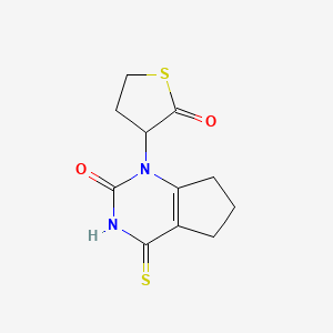 molecular formula C11H12N2O2S2 B1480245 1-(2-oxotetrahydrothiophen-3-yl)-4-thioxo-1,3,4,5,6,7-hexahydro-2H-cyclopenta[d]pyrimidin-2-one CAS No. 2097978-87-3