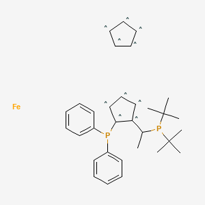 molecular formula C32H40FeP2 B14802543 (2S)-1-[(1S)-1-[Bis(1,1-dimethylethyl)phosphino]ethyl]-2-(diphenylphosphino)ferrocene 