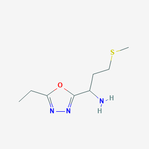 1-(5-Ethyl-1,3,4-oxadiazol-2-yl)-3-methylsulfanylpropan-1-amine