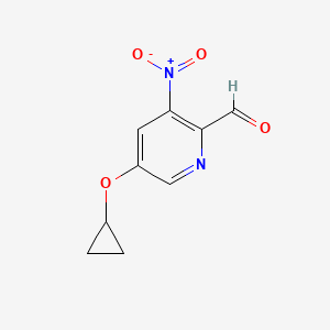 molecular formula C9H8N2O4 B14802629 5-Cyclopropoxy-3-nitropicolinaldehyde 