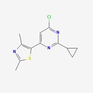 molecular formula C12H12ClN3S B1480288 5-(6-氯-2-环丙基嘧啶-4-基)-2,4-二甲基噻唑 CAS No. 2098049-34-2