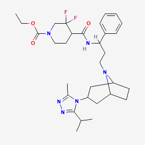 Ethyl 3,3-difluoro-4-[[3-[3-(3-methyl-5-propan-2-yl-1,2,4-triazol-4-yl)-8-azabicyclo[3.2.1]octan-8-yl]-1-phenylpropyl]carbamoyl]piperidine-1-carboxylate