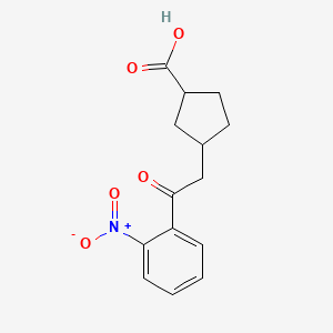 molecular formula C14H15NO5 B14802929 cis-3-[2-Oxo-2-(2-nitrophenyl)ethyl]-cyclopentane-1-carboxylic acid 