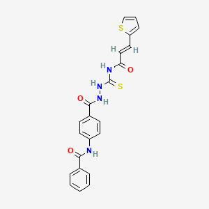 N-{4-[(2-{[(2E)-3-(thiophen-2-yl)prop-2-enoyl]carbamothioyl}hydrazinyl)carbonyl]phenyl}benzamide