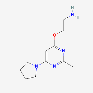 molecular formula C11H18N4O B1480347 2-((2-Methyl-6-(pyrrolidin-1-yl)pyrimidin-4-yl)oxy)ethan-1-amine CAS No. 2098141-97-8