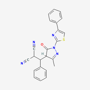 {[3-methyl-5-oxo-1-(4-phenyl-1,3-thiazol-2-yl)-4,5-dihydro-1H-pyrazol-4-yl](phenyl)methyl}propanedinitrile