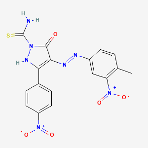 (4E)-4-[2-(4-methyl-3-nitrophenyl)hydrazinylidene]-3-(4-nitrophenyl)-5-oxo-4,5-dihydro-1H-pyrazole-1-carbothioamide