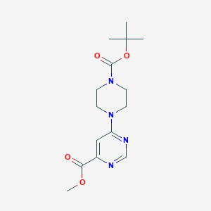 molecular formula C15H22N4O4 B1480400 Methyl 6-(4-(tert-butoxycarbonyl)piperazin-1-yl)pyrimidine-4-carboxylate CAS No. 2097949-57-8