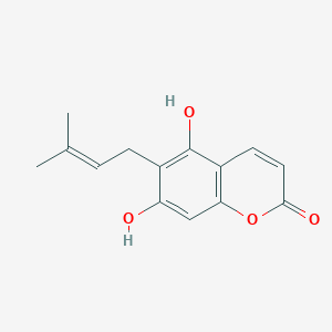 molecular formula C14H14O4 B14804105 5,7-Dihydroxy-6-(3-methylbut-2-en-1-yl)-2H-chromen-2-one 