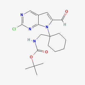 tert-Butyl ((1-(2-chloro-6-formyl-7H-pyrrolo[2,3-d]pyrimidin-7-yl)cyclohexyl)methyl)carbamate