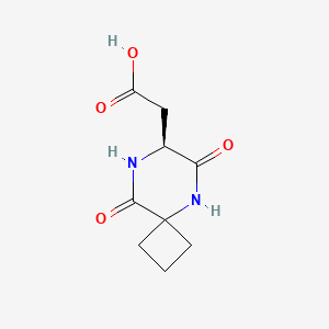 molecular formula C9H12N2O4 B1480431 (S)-2-(6,9-dioxo-5,8-diazaspiro[3.5]nonan-7-yl)acetic acid CAS No. 2092231-65-5
