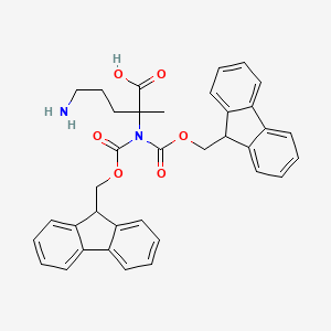 molecular formula C36H34N2O6 B14804422 5-amino-2-[bis(9H-fluoren-9-ylmethoxycarbonyl)amino]-2-methylpentanoic acid 