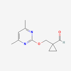 molecular formula C11H14N2O2 B1480463 1-(((4,6-Dimethylpyrimidin-2-yl)oxy)methyl)cyclopropane-1-carbaldehyde CAS No. 2097977-47-2