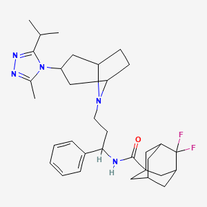 4,4-Difluoro-N-[3-[3-(3-methyl-5-propan-2-yl-1,2,4-triazol-4-yl)-8-azabicyclo[3.2.1]octan-8-yl]-1-phenylpropyl]adamantane-1-carboxamide